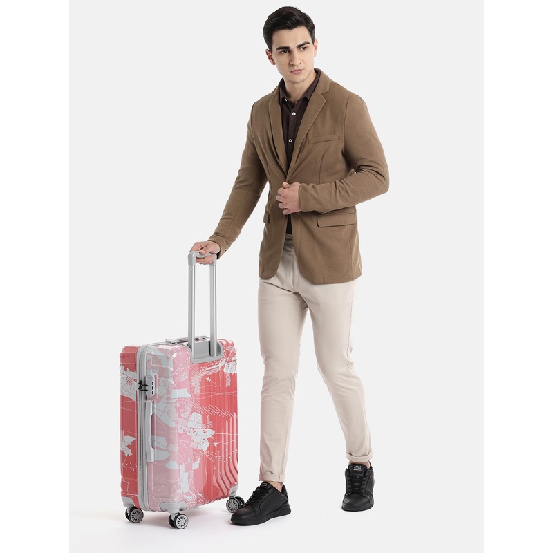 Teakwood Leathers Map Printed 360 Degree Rotation Hard Medium-Sized Trolley Bag 54.6L