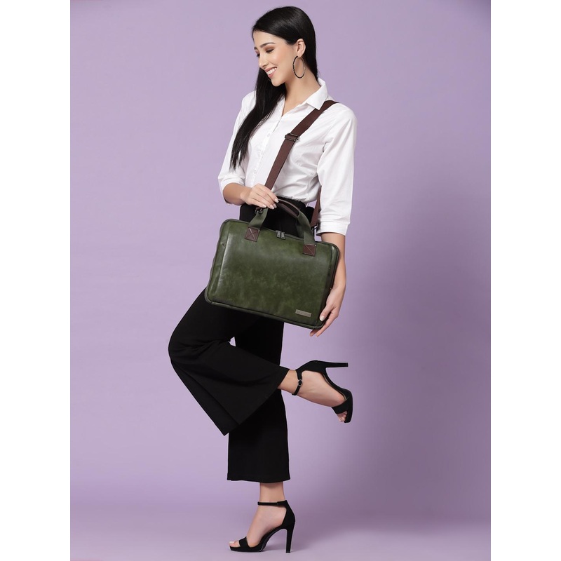 VISMIINTREND Leather 16 inch Laptop Bag for Men and Women