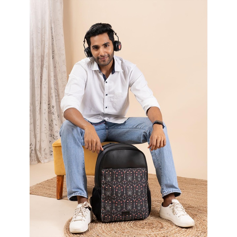 ZOUK Printed Vegan Leather 16 Inch Laptop Backpack with Compression Straps