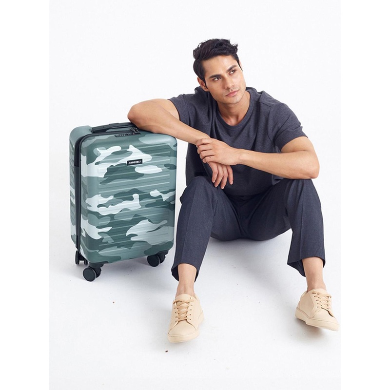 Assembly Camo Green Printed Hard-Sided Cabin Trolley Bag  20 Inches