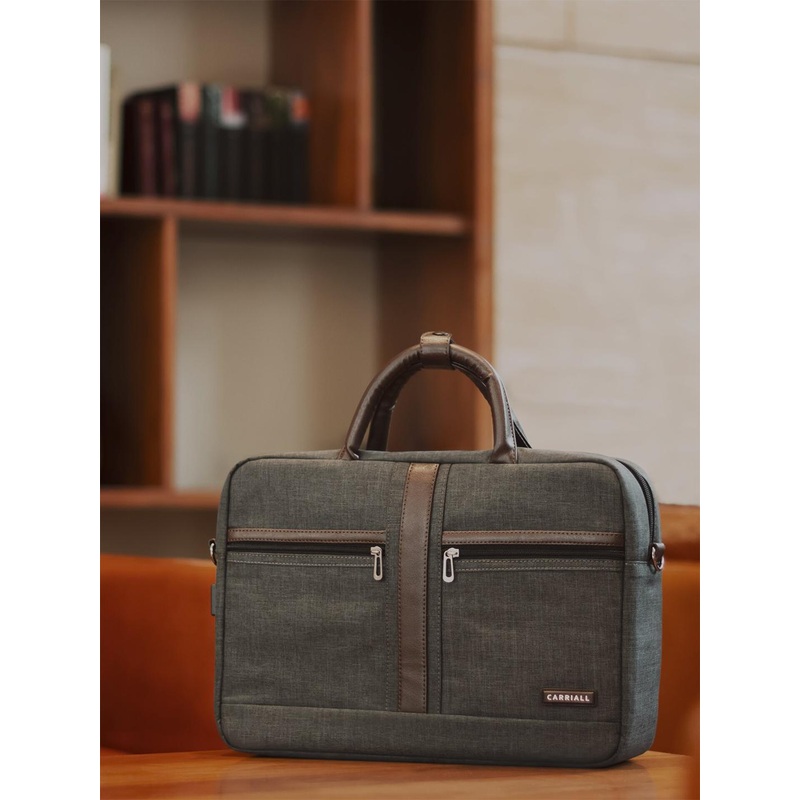 CARRIALL Unisex Grey Textured Laptop Bag