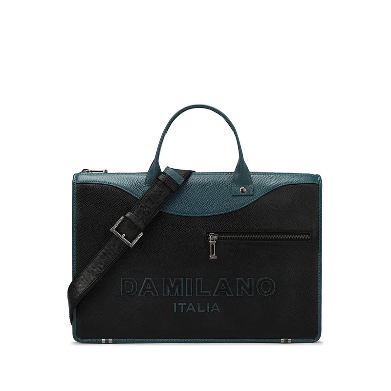 Da Milano Unisex Textured Leather 15 Inch Laptop Bag