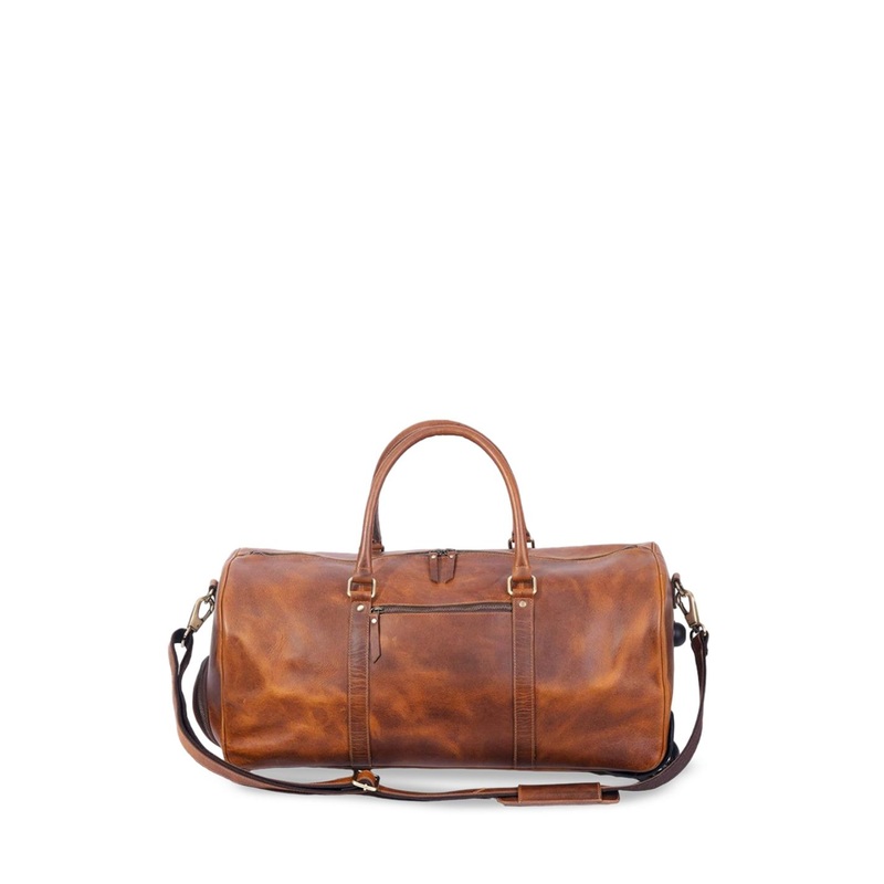 MaheTri Unisex Leather Duffle Trolley Bag- 44L