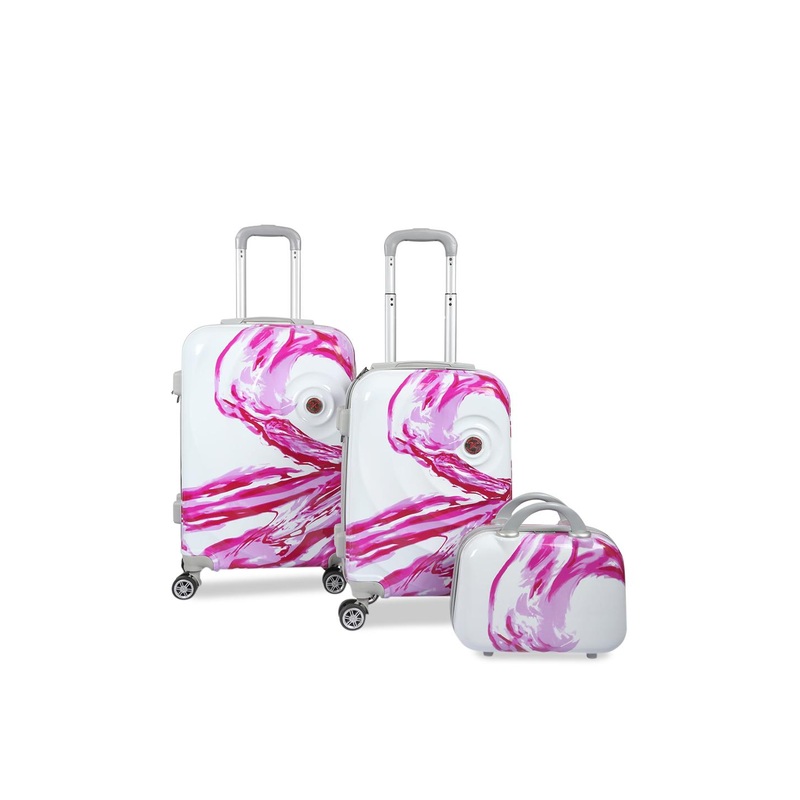 Polo Class Pink & White Printed Set of 3 Travelling Bag