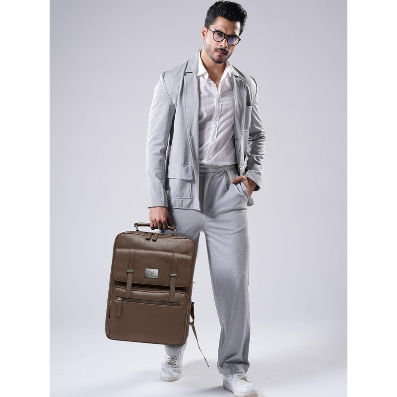 REDHORNS Unisex Anti-Theft Leather Backpack