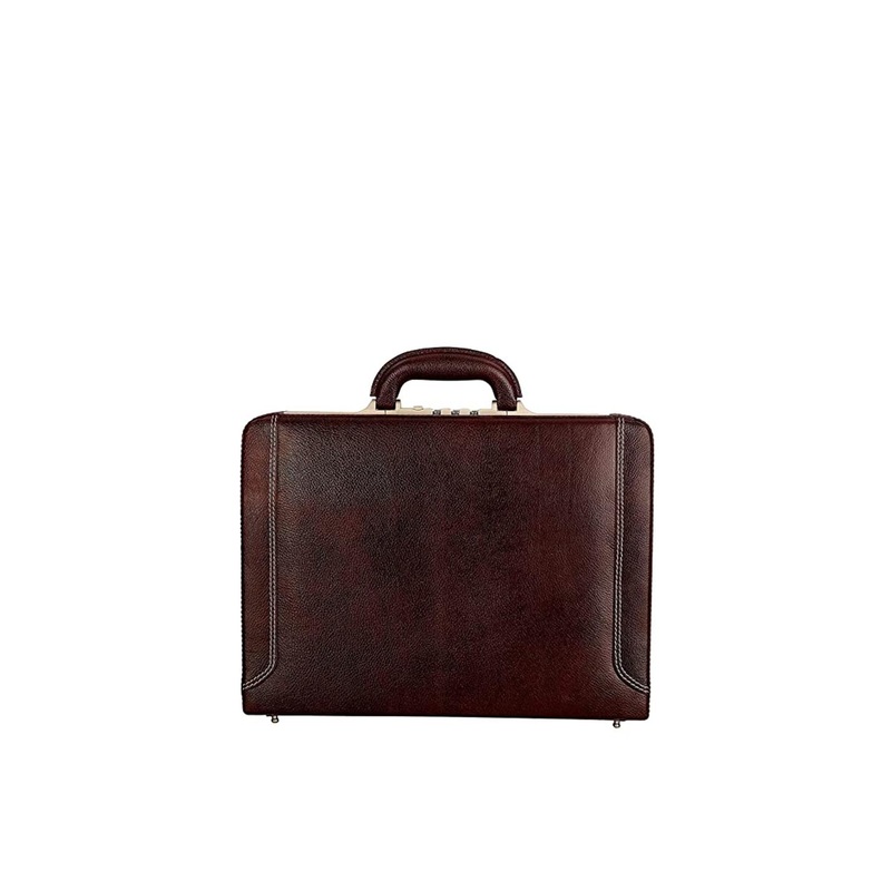 RICHSIGN Unisex Brown Leather Laptop Briefcase Bag