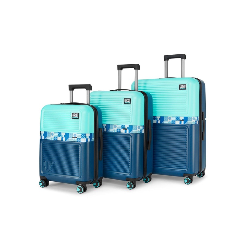 Urban Jungle By Safari Set of 3 Pool Blue Hardside Trolley Polycarboante Suitcase