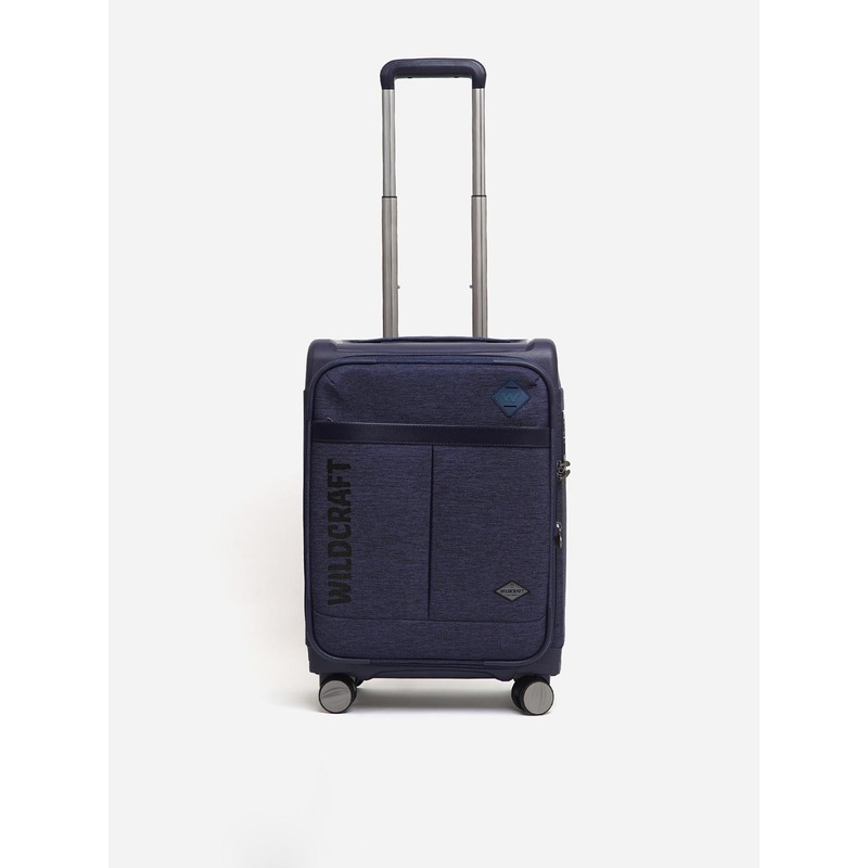 Wildcraft Navy Blue Textured Soft-Sided Small Trolley Suitcase