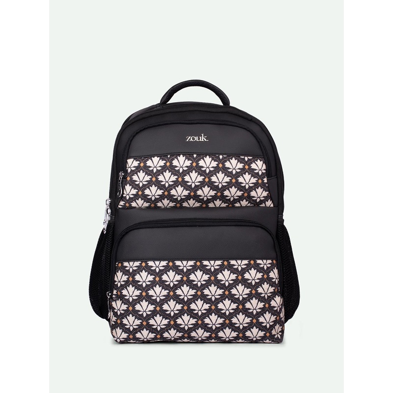 ZOUK Bidri Kaiser Consultant Unisex Floral Printed Backpack with Compression Straps