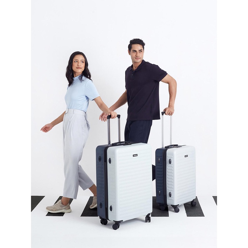 Assembly Two Toned Hard-Sided Polycarbonate Trolley Bag – Blue & White (24 & 28 Inches)