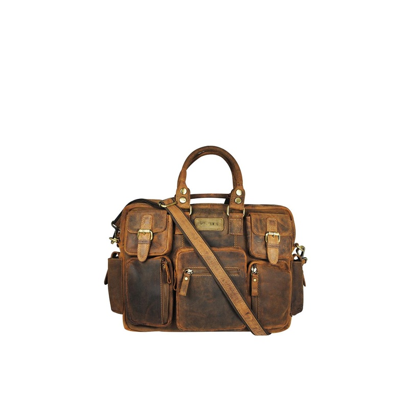 CALFNERO Men Brown & Gold-Toned Messenger Bag