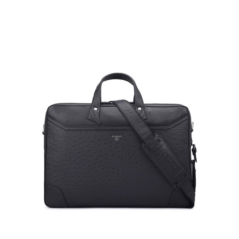 Da Milano Men Leather Two Handles Laptop Bag