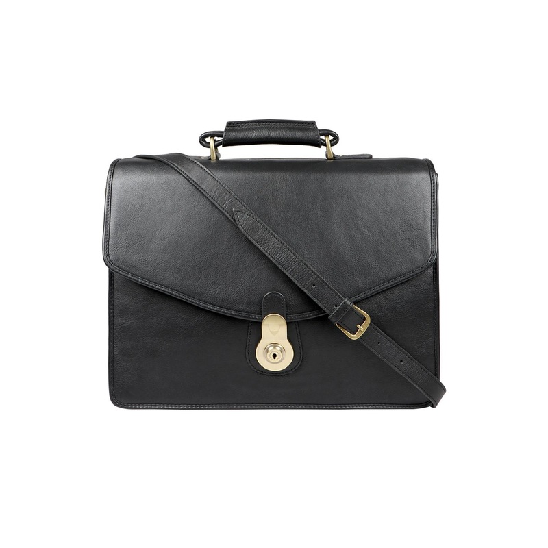 Hidesign Men Black Textured Messenger Bag