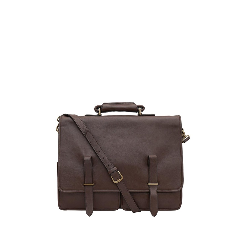 Hidesign Men Brown Leather Laptop Bag