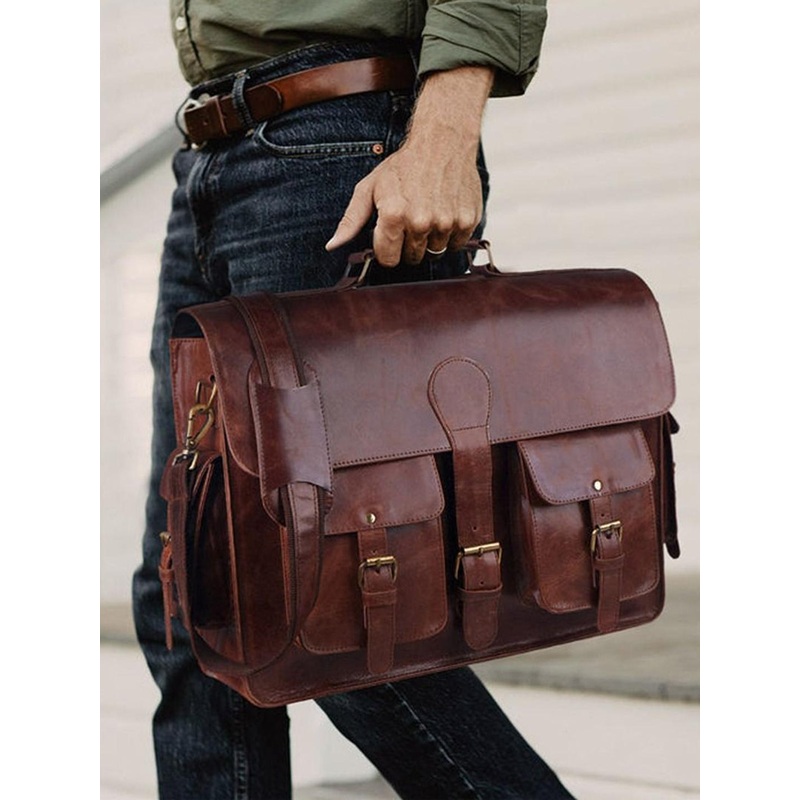 MaheTri Unisex Braided Canvas Leather Belt Brown