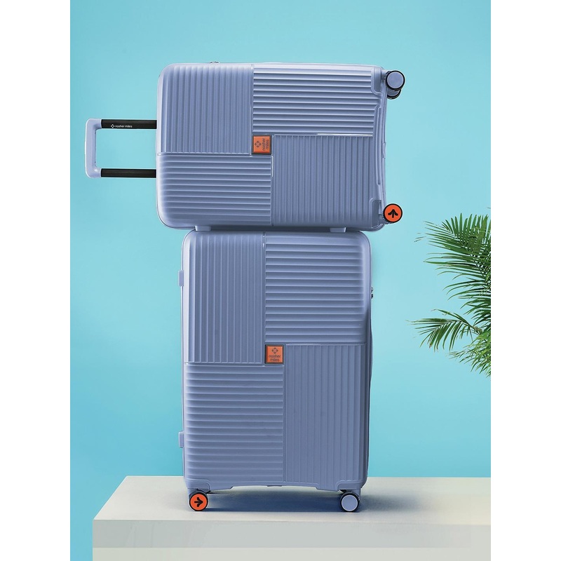 Nasher Miles Singapore Hard-Side Polypropylene Set of 2 M\u002FL Navy Blue Trolley Bags 65-75cm