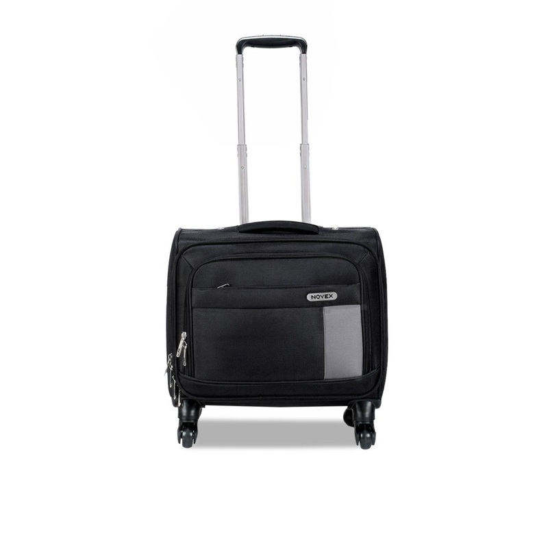 NOVEX Black Solid Overnighter Soft-Sided Trolley Suitcase