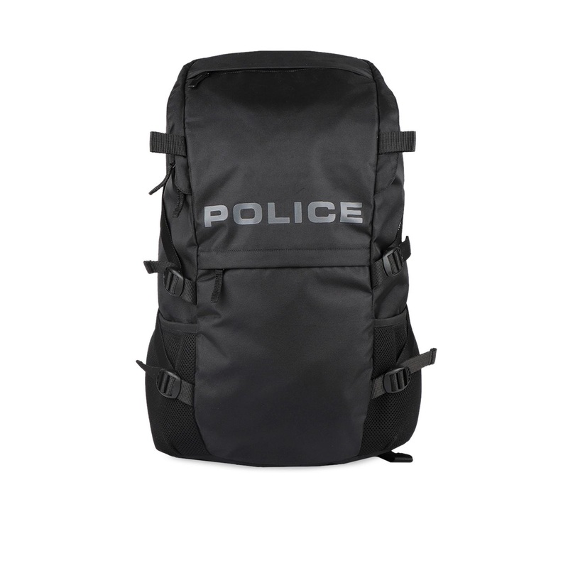 Police Men Black Solid Backpack