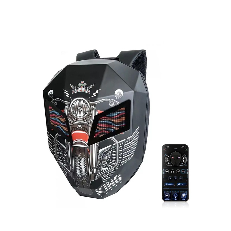 REDHORNS Unisex Graphic Contrast Detail LED Backpack With USB Charging Port