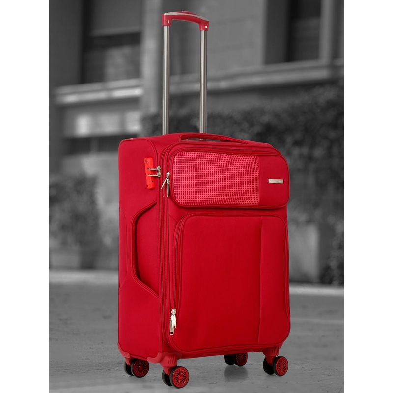 Teakwood Leathers Printed Soft-Sided Expandable Medium Trolley Suitcase