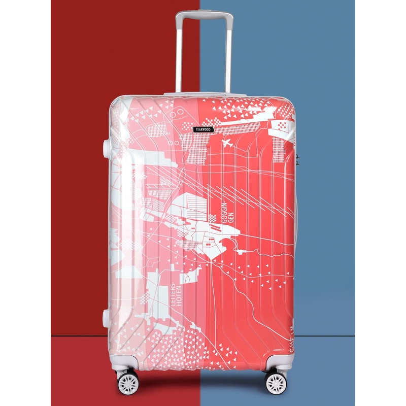 Teakwood Leathers Set of 3 Map Printed 360 Degree Rotation Hard-Sided Trolley Bags 95.5L