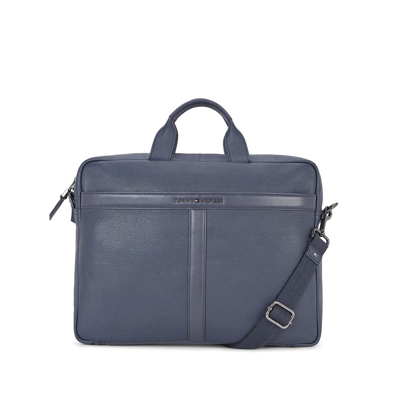 Tommy Hilfiger Men 15 Inch Textured Leather Laptop Bag