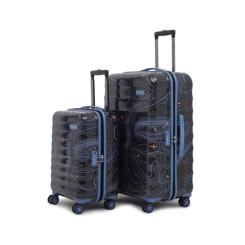 uppercase topo Set Of 2 Printed Hard-Sided Large & Cabin Trolley Bag
