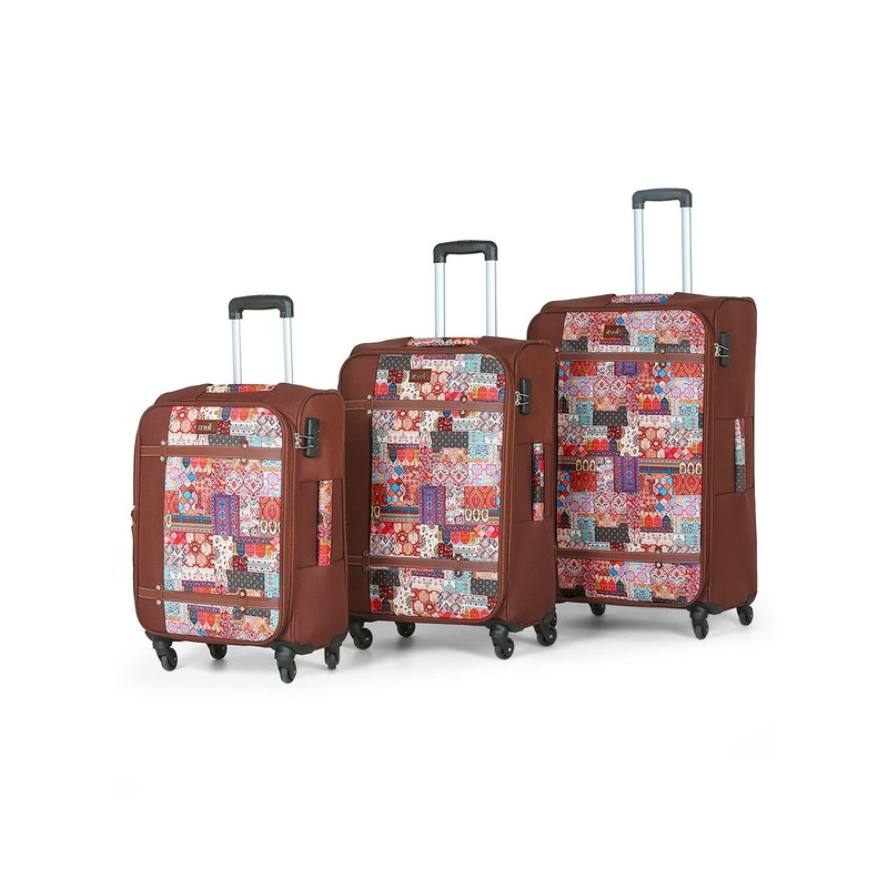 ZOUK Kutch Gamthi Set of 3 Saira Trolley Bags-Cabin, Medium & Large