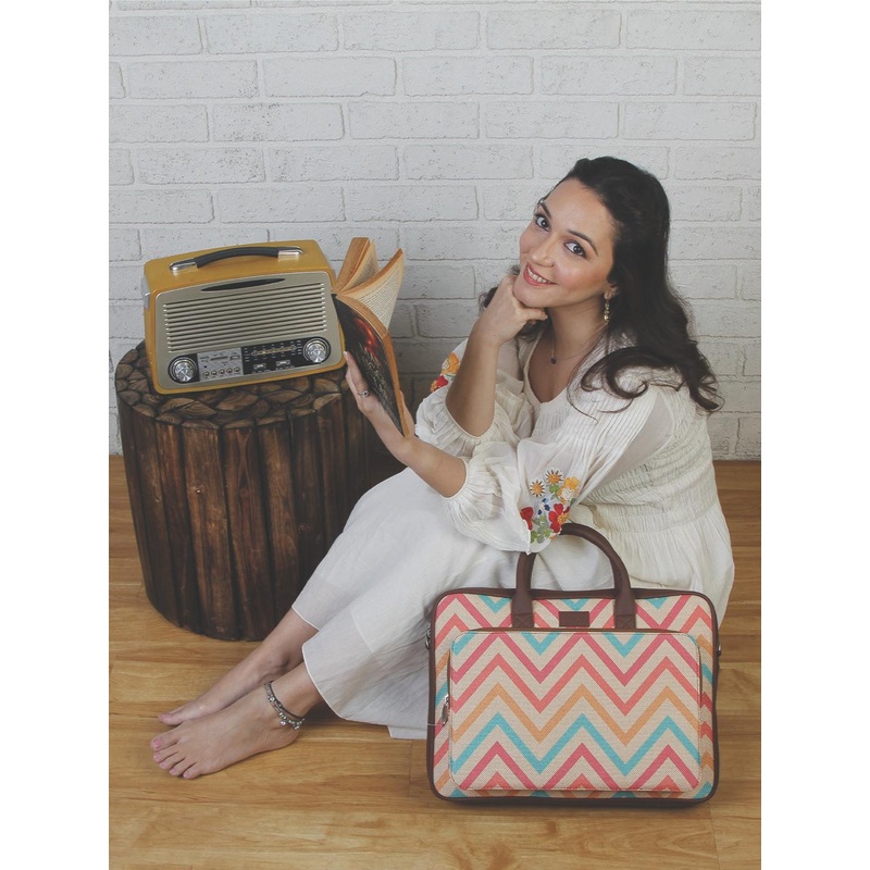 ZOUK Unisex Multicoloured Printed Vegan Leather 16 Inch  Laptop Bag