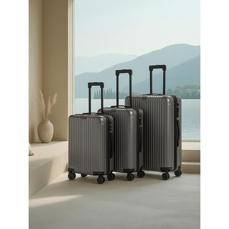 CARRIALL Unisex 3-Pcs Textured Hard Sided Trolly Bags