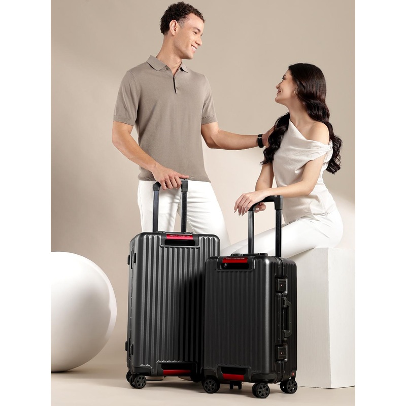 French Connection Set Of 2 Textured 360-Degree Rotation Hard Case Trolley Bags