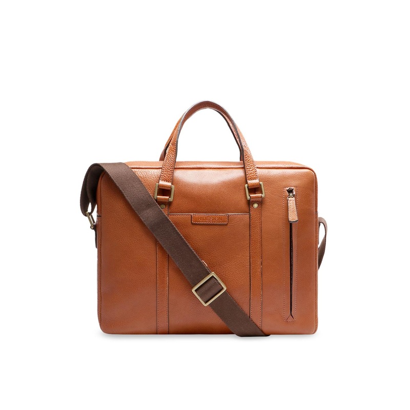 Hidesign Men Tan Brown Solid Laptop Leather Bag