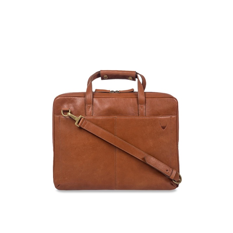 Hidesign Men Tan-Brown Solid Leather Laptop Bag