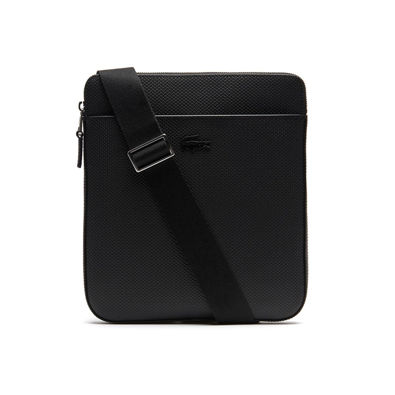 Lacoste Men Black Solid Leather Messenger Bag