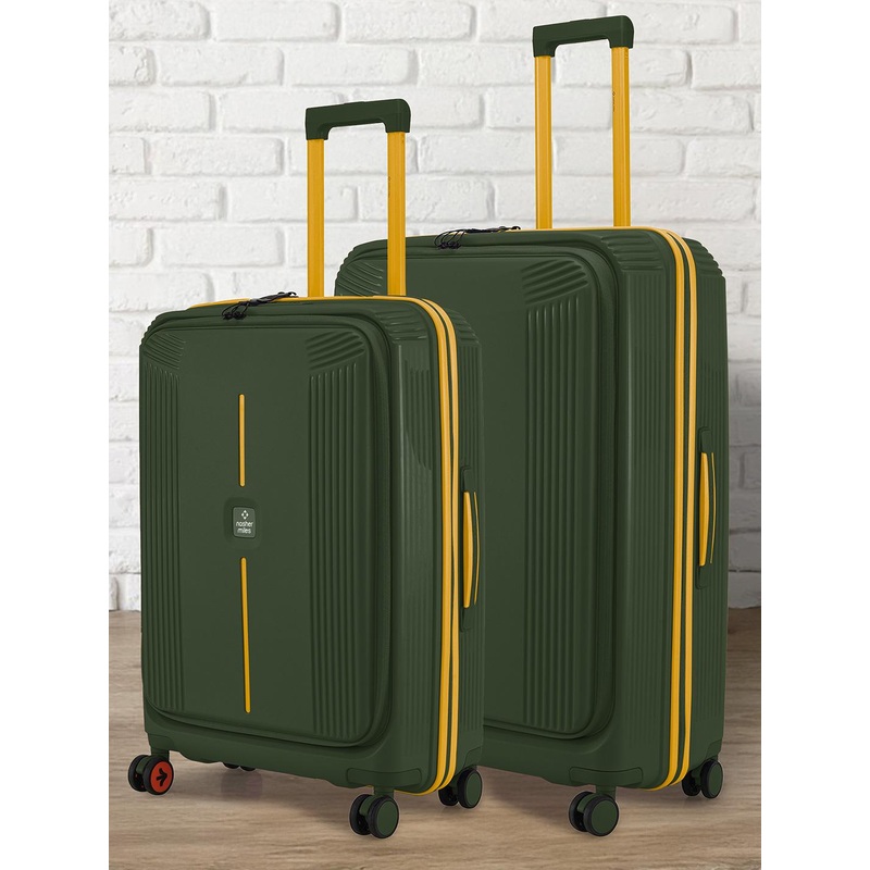 Nasher Miles Alexandria Polypropylene  Set of 2 M\u002FL Green Yellow Trolley Bags (65-75 cm)