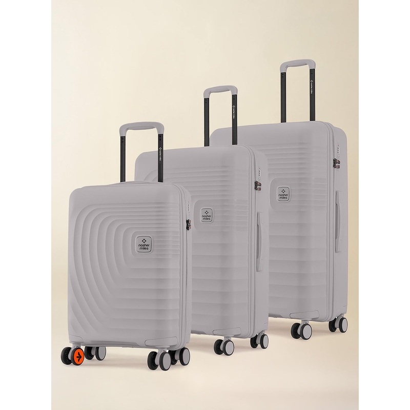 Nasher Miles Boston Polypropylene Small-Medium-Large Grey Trolley Bags (55-65-75 cm)