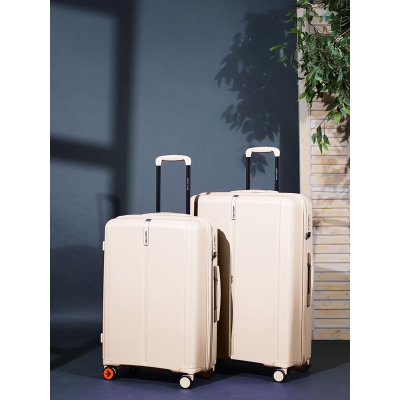 Nasher Miles The Line Polypropylene White Trolley Bag Set of 2 M\u002FL 65-75cm