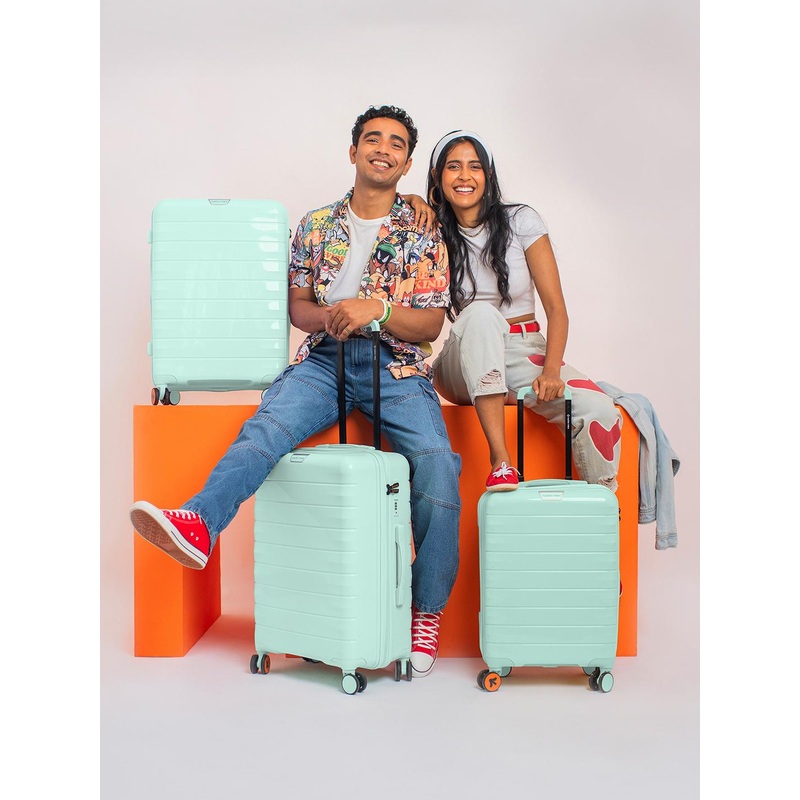 Nasher Miles Vienna Polypropylene Set of 3 S\u002FM\u002FL Cool Mint Trolley Bags (55-65-75 cm)