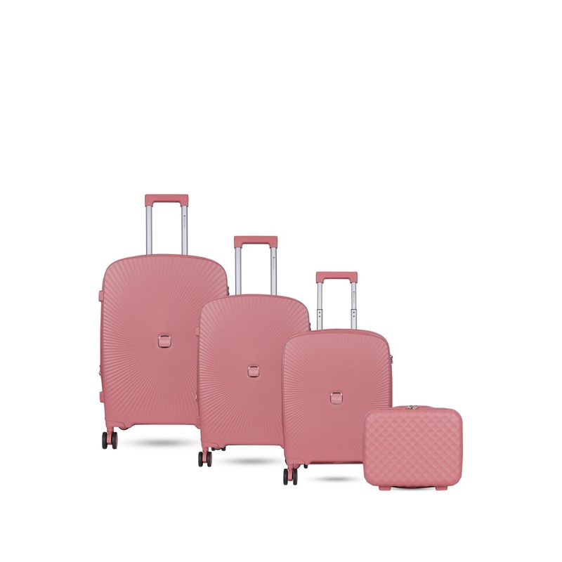 Polo Class Set Of 3 Pink Textured Hard-Sided Trolley Suitcases