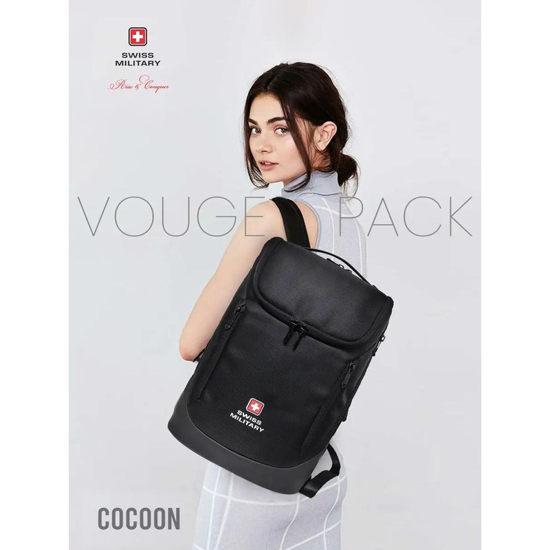 SWISS MILITARY Unisex Padded Laptop Backpack With Luggage Trolley Strap