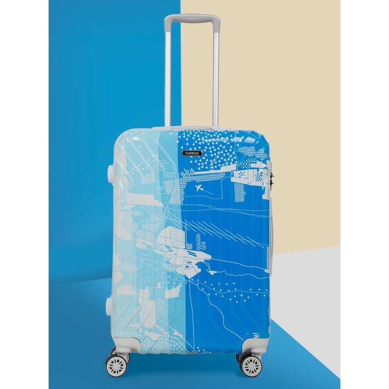 Teakwood Leathers Printed 360 Degree Rotation Hard Medium Trolley Bag-  54 L