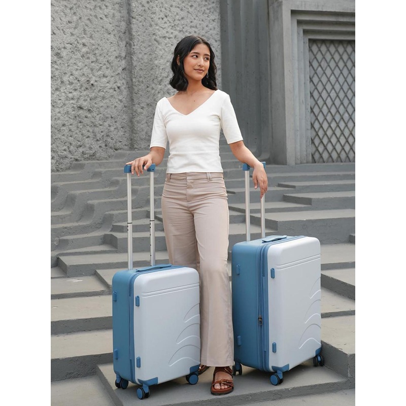 Assembly Blue Set Of 2 Expandable Hard-Sided Trolley Suitcases  20 & 24 inches