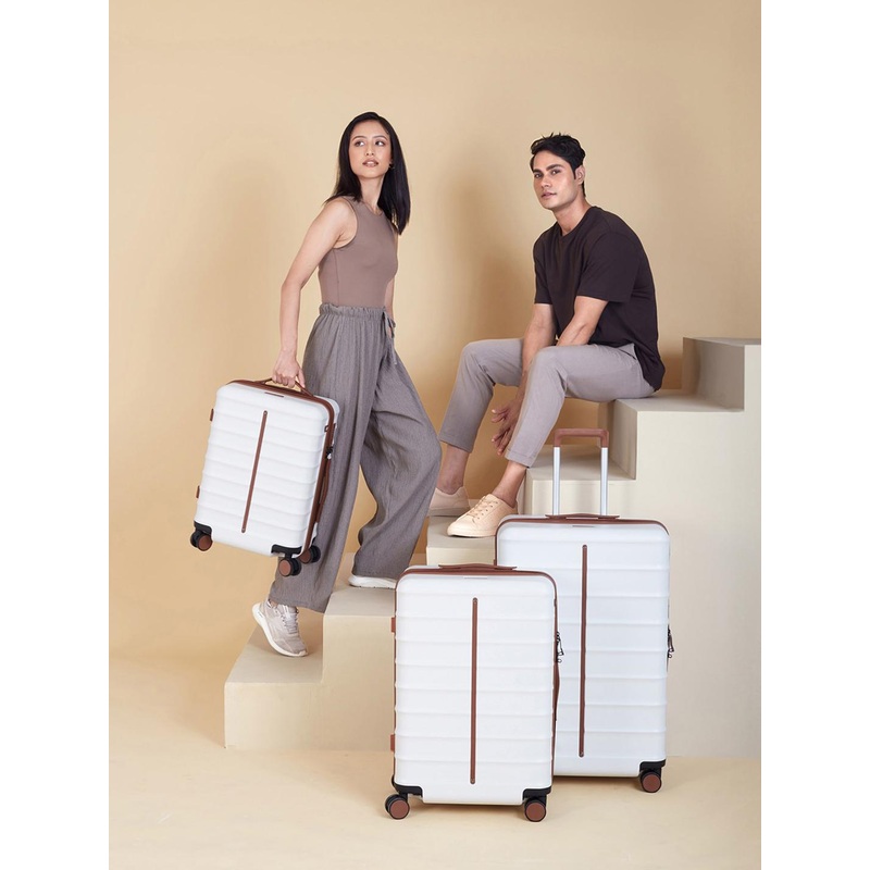 Assembly Premium Set of 3 Trolley Bags- 20, 24 inches and 28 Inches – White -Odyssey