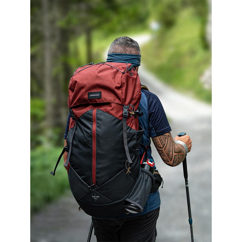 Decathlon FORCLAZ Maroon Easy Fit Trekking Backpack 70L