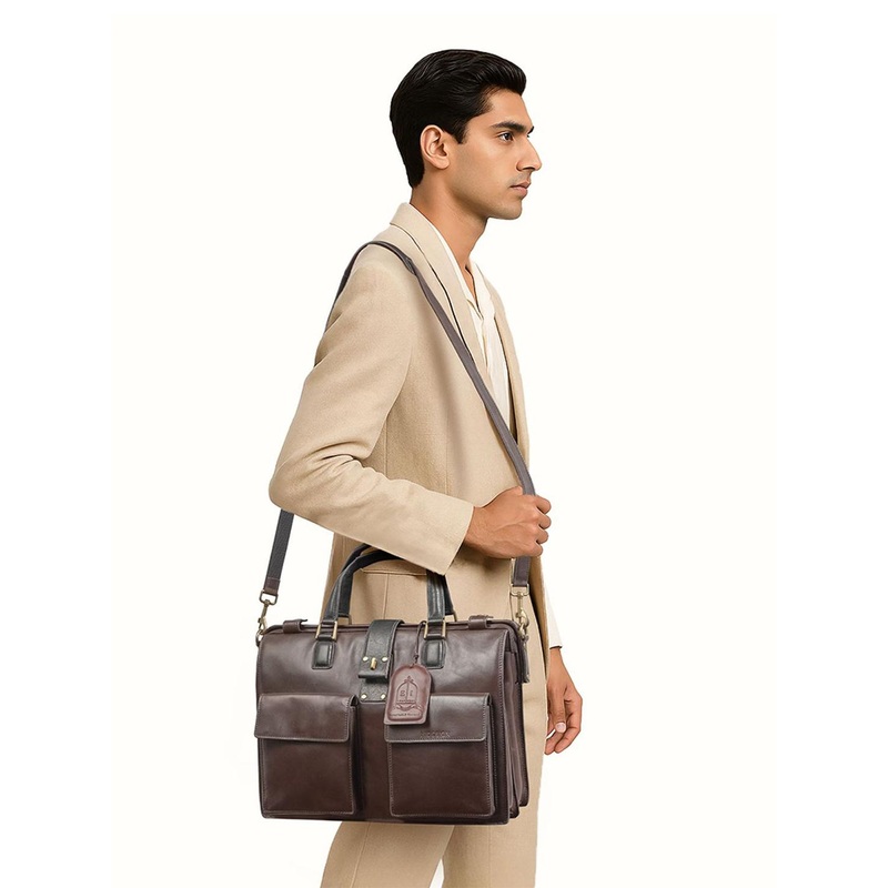 Hidesign Men Textured Leather Laptop Bag