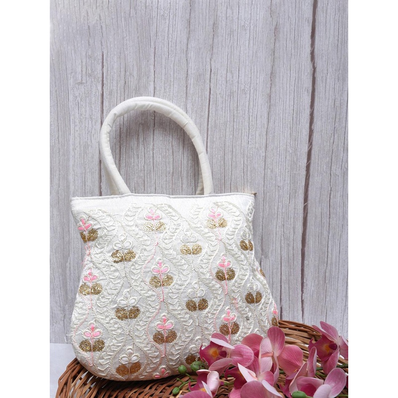 Kuber Industries Unisex Embroidered Silk Messenger Bag