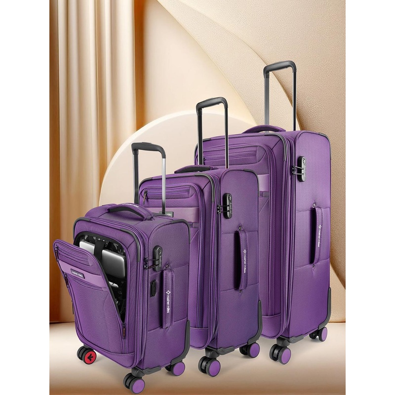 Nasher Miles Nasher Miles Set Of 3 Soft Sided Trolley Suitcase