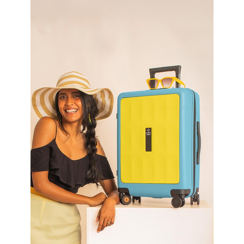 Nasher Miles Zanzibar Polycarbonate Cabin Yellow Blue Trolley Bag – 20 Inch (55 cm)