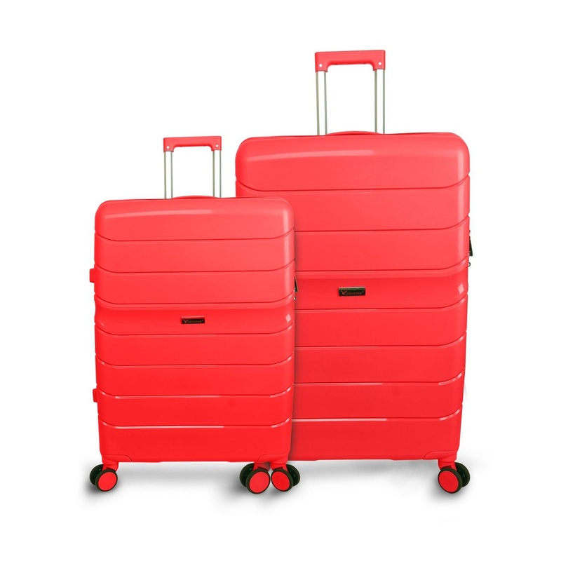 REDHORNS Set Of 2 Textured Hard-Sided Medium & Cabin Trolley Bags