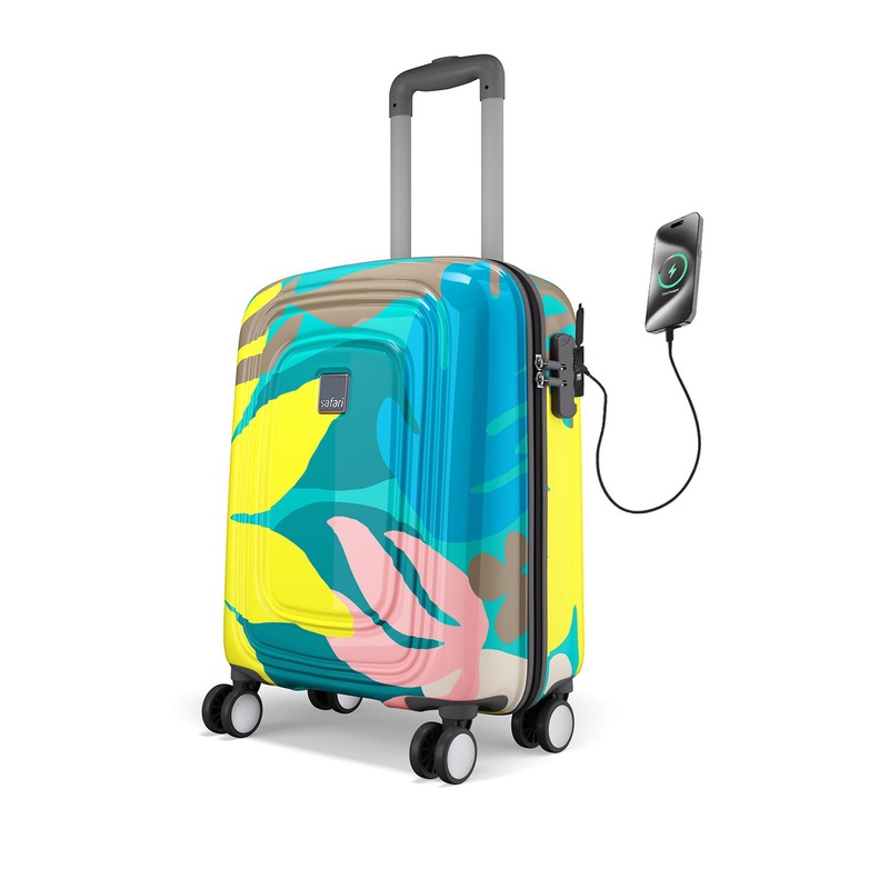 Safari Aurum Printed USB Charging Port Hard Cabin Suitcase- 74L